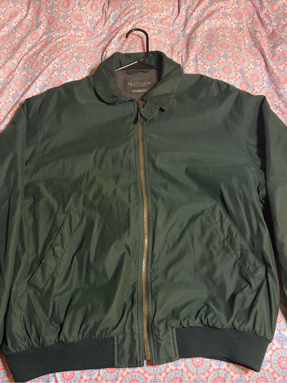 Van Heusen Men's Forest Green Zip-Up Bomber Jacket